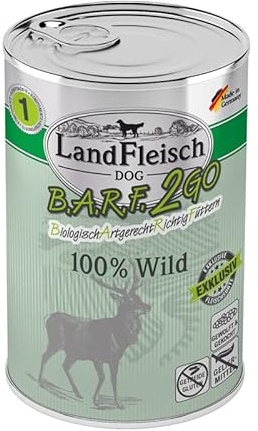 Landfleisch BARF2GO | 3 Komponenten Futter zum mischen | 100% Fleisch und Innereien | Barfen leicht gemacht Dank Single Protein (6x400g Wild)