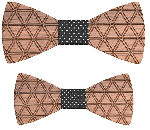 Mr.Van Klassische Holzfliege Set für Herren Jungen 2PCS, Kinderfliege Verstellbar Fliege für Hochzeiten, Aufführungen,Partei,Abschlussball
