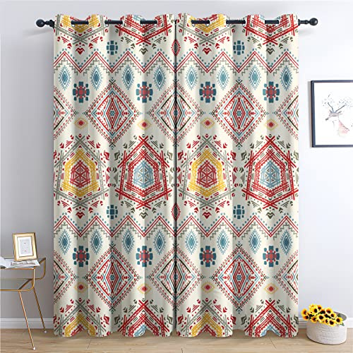 TAKUAN Geometrische Vorhänge Abstrakt Muster Verdunklungsvorhänge, Vorhang Blickdicht mit Ösen Gardinen Wohnzimmer Schlafzimmer Kinderzimmer Dekoration 2er Set-200 x 140 cm (H X B)