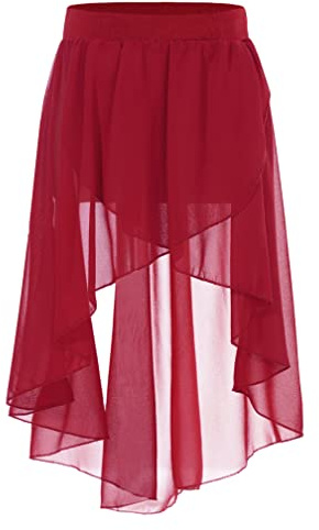 MSemis Enfant Fille Jupe de Ballet Danse Asymétrique Jupe de Patinage Artistique Jupette Danse Classique Latine Salsa Jazz Rumba Robe de Sport Dancewear 2-16 Ans Bourgogne 12 Ans