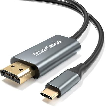 DriverGenius 1.8m USB-C to 4K/30Hz HDMI Adapter Cable (Male/Male), Compatible with DP-Alt Mode Laptops, PCs, Gaming Consoles & Monitors, Metal Connector (Model: UC2HD460-18-M2)