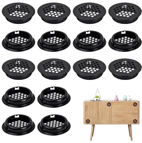 20 Pezzi Aria Griglie Di Ventilazione Rotondo, 35mm Foro Ventilazione, Griglia di Aerazione Rotonda, Griglia Ventilazione Acciaio Inox per Bagno, Armadio, Libreria, Scarpiera (Nero)