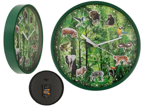 Out of the blue Wanduhr, Tierstimmen, 30 x 30 x 4,2 cm, für 3 Mignon Batterie (AA), im Geschenkkarton