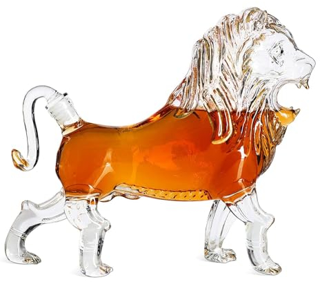 Bouteille De Carafe D'art Créatif Beau Profil D'un Lion 500 Ml Carafe à Whisky, Vin Scotch Ou Liqueur