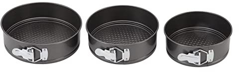 Gsycle Set di Teglie Per Torte, Set di Teglie a Cerniera da 3 Pezzi Set di Tortiere Rotonde Teglie Per Torte Resistenti con Fondo Rimovibile Per Prodotti da Forno Per Torte E Pane(22/24/26)