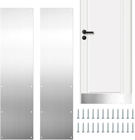 Toseky Metal Door Plate | 2 Stainless Steel Kick Plate,Metal Kick Plate for Doors Decor, Interior Exterior Doors, Avoid The Door From Kicking