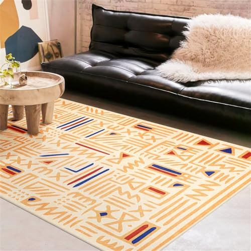 Teppich Vorzimmer Abstrakter Geometrischer Moderner Minimalist Teppich Teenager Mädchen Bettumrandung Teppich Orange Farbe 60X90Cm 1Ft 11.6''X2Ft 11.4''