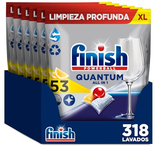 Finish Powerball Quantum All in 1 Pastillas para el lavavajillas Limón, 318 pastillas
