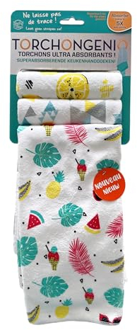 MYBO TV - TORCHONGENIO - Les torchons au Pouvoir Super Absorbant Qui ne laissent Pas de Trace - Lot de 3 torchons Motifs Colorées - Spécial Vaisselle - Vu à la Télé