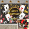 Casino-Geburtstags-Hintergrund, Las Vegas, Party-Hintergrund für Casino-Thema, Poker-Würfel, Goldfarben, Glitzer, Happy Birthday, Party-Dekorationen, Banner (2,3 x 1,8 m)