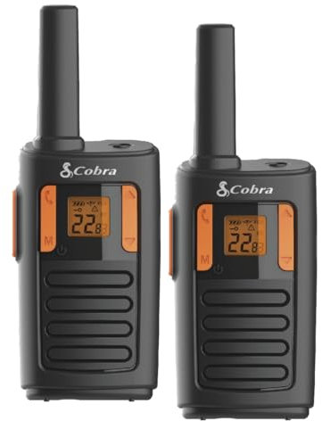 Cobra RX180 Walkie Talkies for Adults – 18-Mile Long Range Signal, 22 Preset Channels, NOAA Weather Alerts, 10 Call Tones, Voice-Activated, Compact and Reliable, 2-Pack, Orange/Black