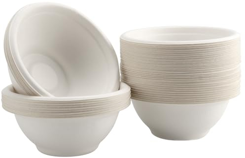 CHUENHEI Cuencos de cartón de 200 ml, 100 unidades, para sopa, ensalada, postre, 11,5 x 4,5 cm, color blanco