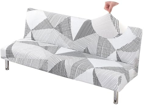 WWQQKJ Clic Clac Sofabezug, ausziehbar, 3-Sitzer, armloser Sofabezug, elastischer Spandex, universeller Sofa-/Bettschutz(Linea Bianca)