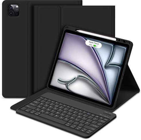Bettdow for iPad Air 13 Inch M3 2025/ M2 2024 Keyboard Case, Detachable Wireless Keyboard, Case with Pencil Holder for Pro 12.9 Inch 3rd/4th/5th/6th Gen 2018-2022, Air 13 M2 2024/ M3 2025 (Black)