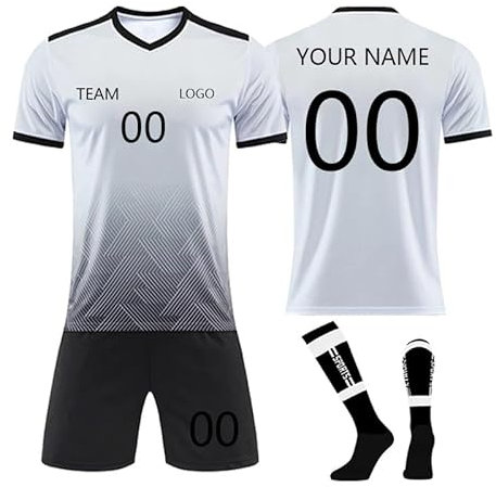 Fußballtrikot mit eigenem Namen Logo Nummer,Personalisierte Fußballtrikot Erwachsene Kinder, benutzerdefinierte Fussball Trikot Shorts Socken Jungen Herren