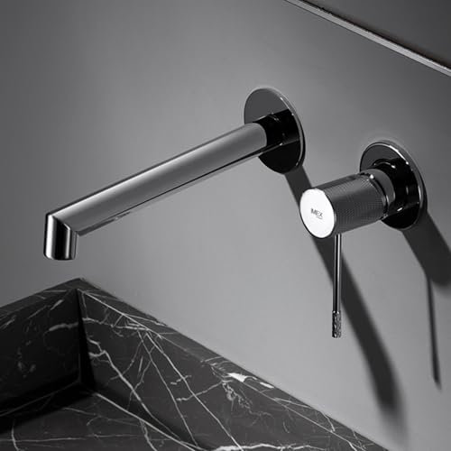 IMEX - Grifo Lavabo Empotrado | Grifo Empotrado Baño con Agua Fria y Caliente | Grifo Monomando Lavabo Pared con Ahorro de Agua | Serie Line | Color Cromado