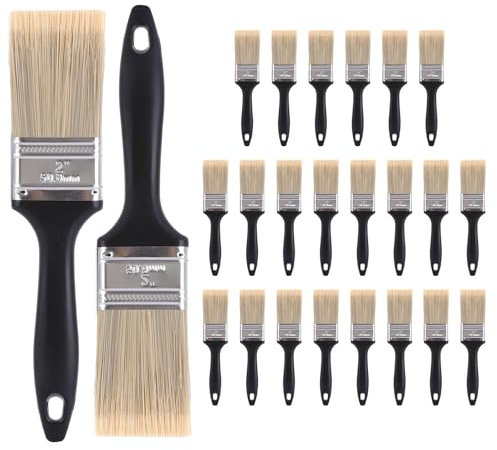 GBACHOOSE 30 Pcs 2 inch/50mm Paint Brushes, Paint Brush Decorating with Plastic Handle, Black PaintBrush Pack for DIY Paint, Home, Furniture, Fences, Wall Trim