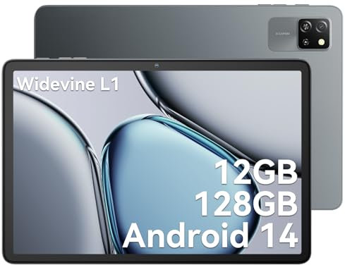 Blackview Tablet Android 15 Tab60 WiFi 10 Zoll PC Tablet, 12GB(4+8) RAM + 128GB ROM (2TB TF), Gaming Tablets Octa Core WiFi 6, 1280 x 800 HD, 5100mAh Akuu,Widevine L1 Type C,Dual Kamera, Face ID, GPS