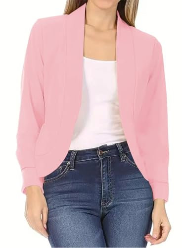 MEIbax Femmes Blazer Chic et Élégant Décontracté Manches Longues Business Slim Fit Veste Court Ouverts Tailleur Oversize Veste de Costume Formel Printemps Automne Mode Manteau Cardigan
