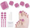 Semi Cured Gel Pedicure Strips,26 PCS Gel Nail Strips Works with Any UV Light, Salon Quality Gel Nail Stickers，Easy to Apply & Remove
