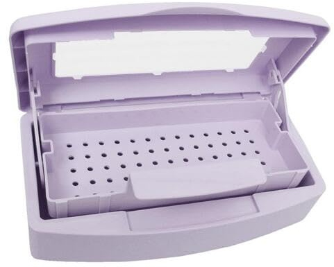 Nail Tool Steriliser Box, Plastic Sterilization Tray for Tweezer, Eyelash Extensions, Hair Salon, Spa, Nail Implement for Esthetician