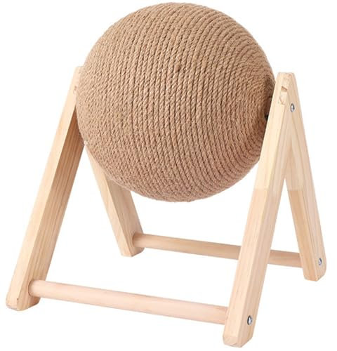 AOpghY Katze Kratzkugel mit Stabiler Ständer natürlicher Sisal Cat Croboker Kratzer-resistenter Katzenkratzer Spielzeug Interaktive Holzkratzer Katzenspielzeug, kleine Haustierwaren