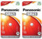 PANASONIC - Lote de 2 ampollas de 1 pila de botón SR41 (SR41 EL), color plateado