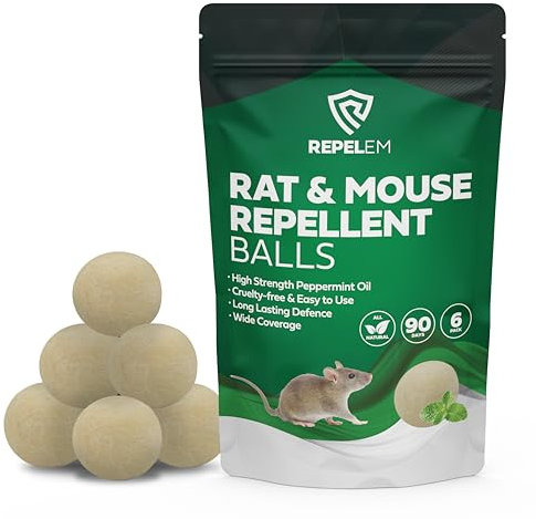 REPELEM Rat & Mouse Repellent Balls | Super Strength Peppermint Oil Mice Repellent, Humane Rat Poison Alternative (Rat & Mouse Repellent Balls)
