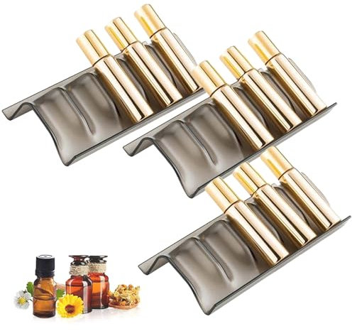 Honicemar 3Pcs Black Plastic Essential Oil Holder Aromatherapy Organizer, 15-Slot, Essential Oil Bottles Display Rack & Storage Stand Holder, Suitable for Home/Spa/Vanity Table/Office