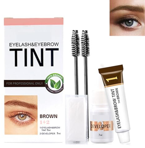 2-in-1 Eyebrow & Eyelash Tint Kit, Lash and Brow Dye Set for Salon or DIY Use, Long-Lasting Brown Eyebrow Tint & Lash Tint with Tools, Natural Look, Easy Application, Waterproof Finish