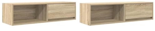 vidaXL - TV Cabinets Set - 2pc Sonoma Oak 100cm - Wall-Mounted Engineered Wood TV Storage Unit with Drawer and Shelf - Modern TV Stand Sideboard for Living Room