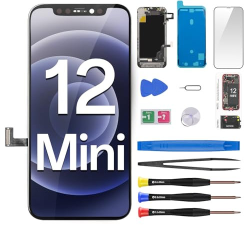 CYKJGS Ersatzdisplay für iPhone 12 Mini-Bildschirm, mit Ohrlautsprecher, Flexkabel, Näherungssensor, 13,7 cm (5,4 Zoll), 3D-Touch-LCD-Display, Digitizer, komplette Montage