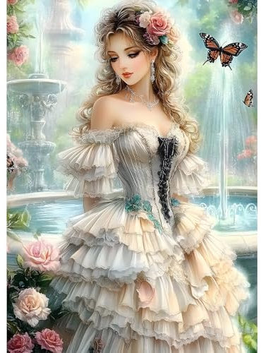 MXJSUA Diamant Painting Bilder, Elegante Frau Diamond Painting für Erwachsene Anfänger, 5D DIY Diamant Malerei für Zuhause Dekor 30x40 cm