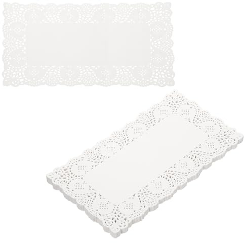 QUARKZMAN 100Stk. Tortenspitzen 19x30cm Rechteckig Dekoratives Tortenpapier | Tortendeckchen aus Spitzenpapier für Kuchen Desserts Lebensmitteldekoration Hochzeit Geburtstag Weiß