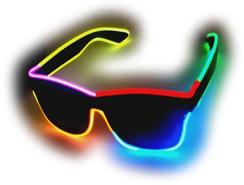 mvthenxi EL Wire bunte Brille, tragbarer Akku, leuchtende Lichterkette, El-Brille für Partys, Raves und Halloween.