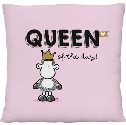 Sheepworld Plüschkissen Queen of the Day | Zierkissen, 25 cm x 25 cm, 100% Polyester | Geschenk, Freunde, Dekoartikel | 74723