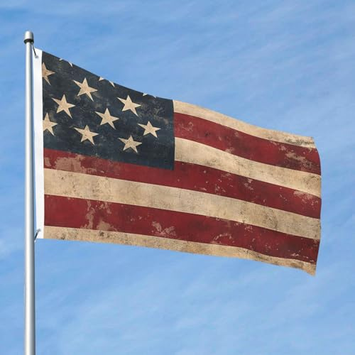 Flagge 90 cm x 60 cm, doppelseitige Outdoor-Flagge, robustes Banner mit 2 Ösen, Dekoration, Hofflaggen, Vintage, amerikanische USA-Flagge, Polyester, Willkommensflaggen für Urlaub, Hof, alle