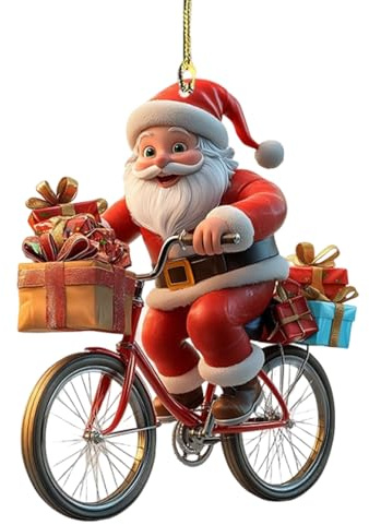 Weihnachtsmann Ornamente 2D Acryl Winter Deko Weihnachtsmann Auf Fahrrad Auf Dem Sofa Sitzen Weihnachtsbaumanhänger Für Deko Weihnachtsbaum