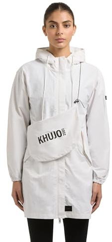 khujo Damen lange Übergangsjacke ultraleichter Kurzmantel mit 2-Wege-Reißverschluss und Umhängetasche Ameti XS-XXL