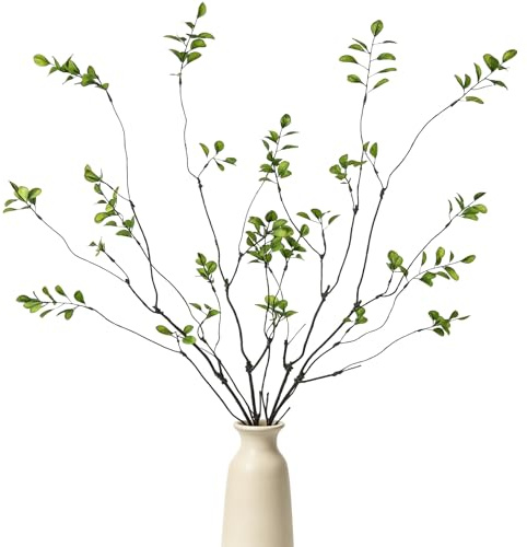 EVBOTGEE 4 Stück Künstliche Ficus Zweige, Künstliche Grüne Stiele, Zweige Künstlich Wie Echt, 96 cm Biegsam Stämme Deko, für Vase Olivenzweige Efeutute Deko, für Vasen, Büro, Tische