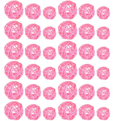Garneck Lot de 30 Boules en Rotin Rose pour Décoration de Table et Accessoires D'aromathérapie Effet Décoratif Élégant et Forme Sphérique Simple