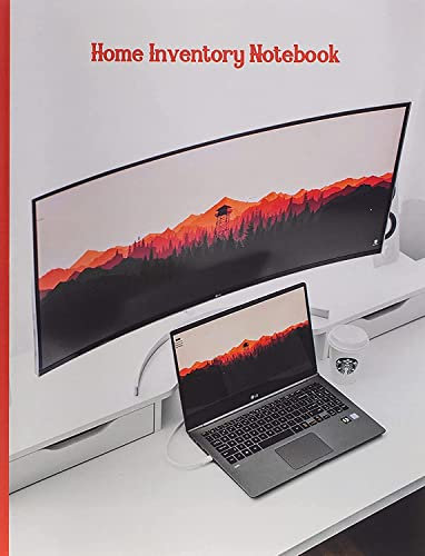 Laptop Computer and Curved Monitor on Desk : Home Inventory Notebook