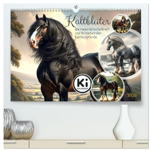 Kaltblüter - Die majestätische Kraft und Schönheit der Kaltblutpferde (hochwertiger Premium Wandkalender 2026 DIN A2 quer), Kunstdruck in Hochglanz: ... Riesen in malerischen Szenen (CALVENDO Tiere)