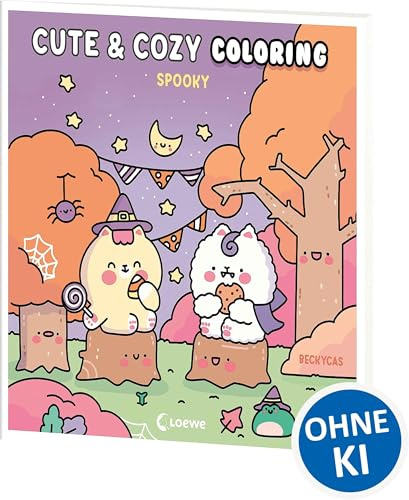 Cute & Cozy Coloring - Spooky: Malbuch für Erwachsene, Teenager und Kinder - Mit 40 niedlichen Halloween-Motiven zur kreativen Beschäftigung - Zum Wohlfühlen und Entspannen