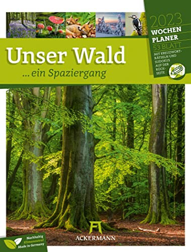Unser Wald, ein Spaziergang - Wochenplaner Kalender 2023, Wandkalender im Hochformat (25x33 cm) - Wochenkalender mit Rätseln und Sudokus