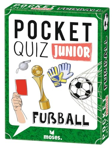 Moses. Pocket Quiz Junior Fußball, Das Kinderquiz mit 100 Fragen und Fakten rund um die beliebteste Sportart der Welt, Kompaktes Rate-Quiz für Kinder ab 8 Jahren