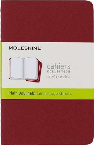 Moleskine Cahier Notizhefte (blanko, Pocket, Kartoneinband) 3-er-Set preiselbeerrot