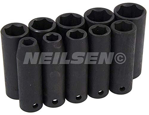 neilsen CT0814 1/2-Inch Drive Impact Socket Set - Silver (11-Piece)