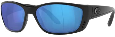 Costa Del Mar Mens Fisch Rectangular Sunglasses, Blackout/Grey Blue Mirrored Polarized-580G, 64 mm