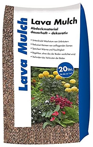 Hamann Lava-Mulch Rot 16-32 mm 20 l - Dauerhaft dekorativ - Boden bleibt frisch und Wird vor Austrocknung geschützt
